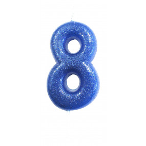 Vela Nº8 Azul Glitter